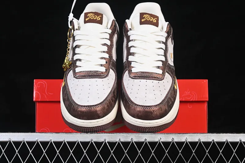 All categories Nk Air Force 1 Air Force series Nk Air Force 1 Low Air Force low-top Nike Air Force 1'07 Low Year of the Horse limited white brown Chinese style Air Force 1 low-top casual sneakers KD1688-005